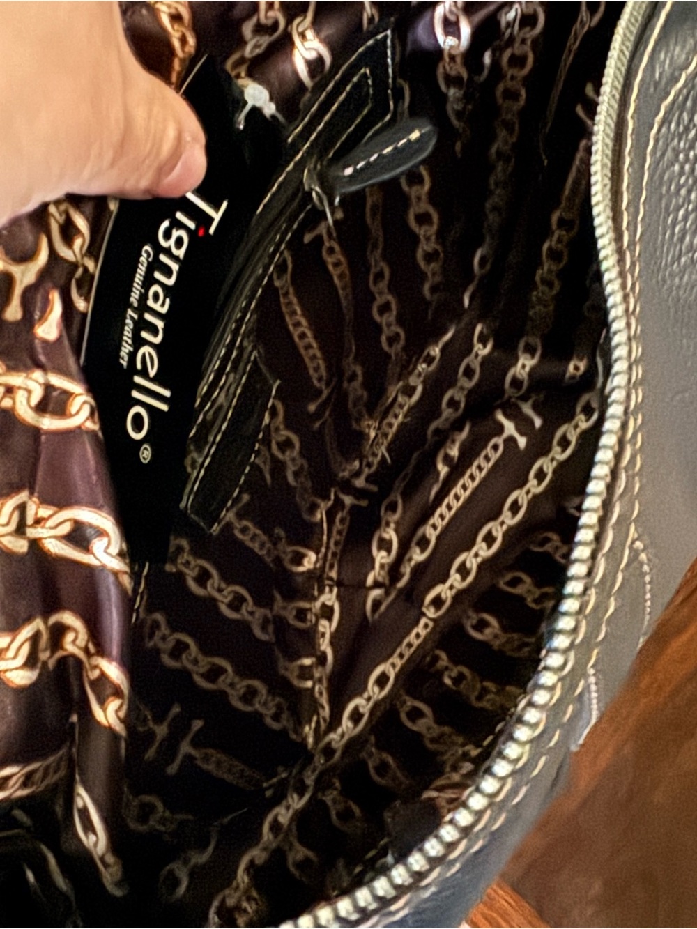 Tignanello Black Purse Pebbled Leather Multi Zip Crossbody Bag Organizer EUC - Picture 7 of 11